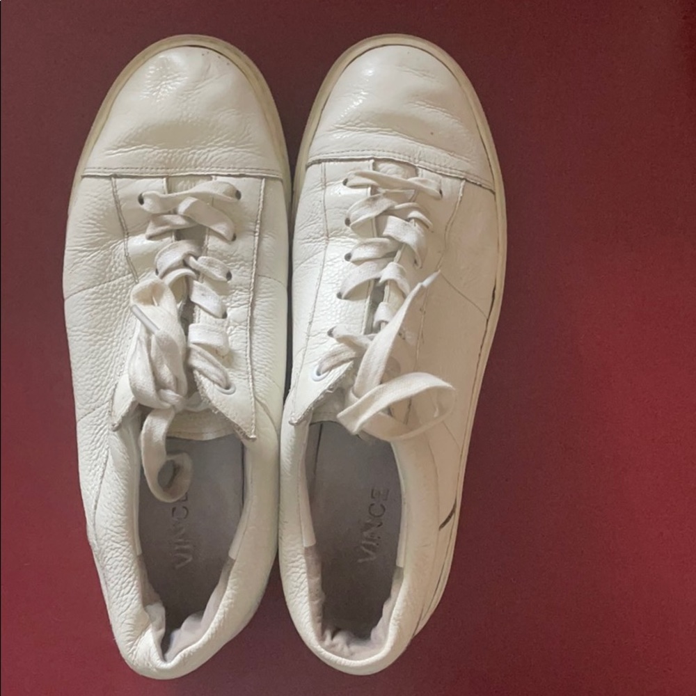 COPY - Vince White Leather Low Top Sneakers Size …